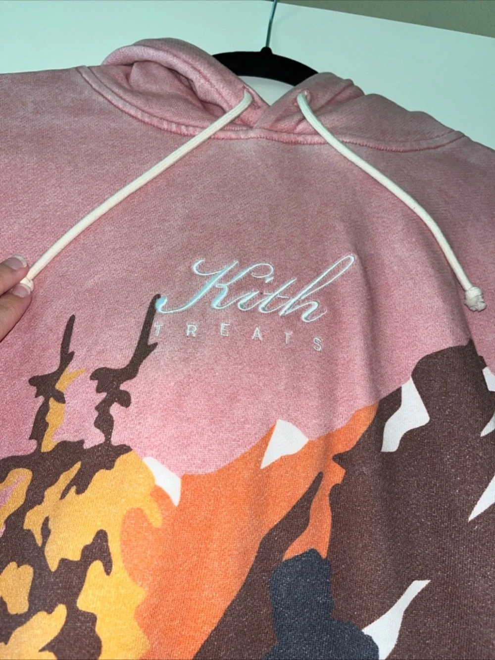 Kith Authentic 100% Campfire Landscape Hoodie in Rose Pink, Mustard & Navy XXL - Picture 2 of 11
